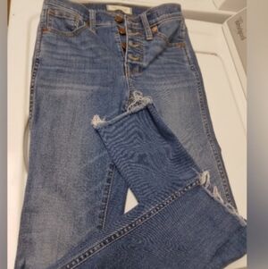 Madewell Light Blue Cropped Jeans 10" Highrise Raw Hem Button Fly